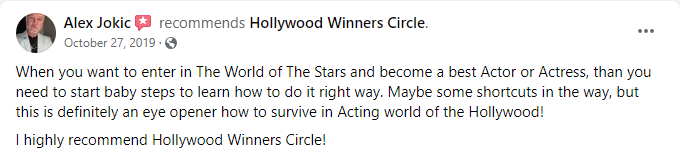 Alex Jokic recommends Hollywood Winners Circle