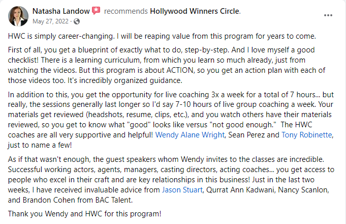 Natasha Landow recommends Hollywood Winners Circle