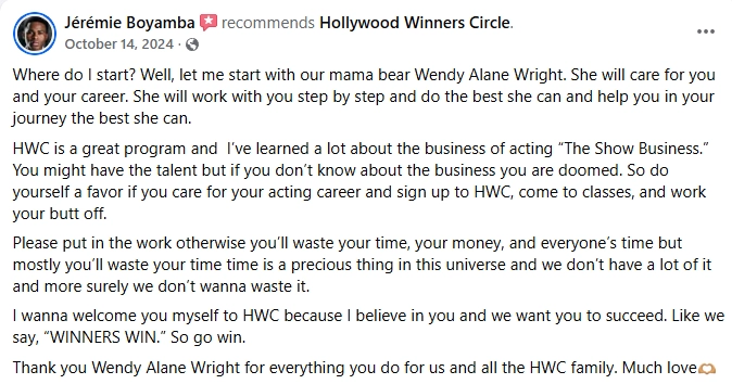 Jérémie Boyamba recommends Hollywood Winners Circle